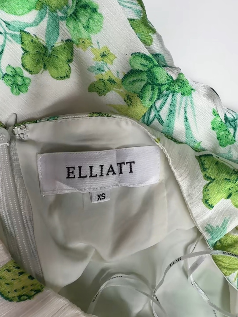 Elliatt One-Shoulder Floral Midi Dress in White and Green - Picture 2 of 3